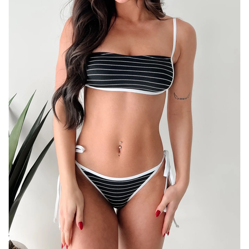 Treading Water Two Piece Textured Stripe Bikini